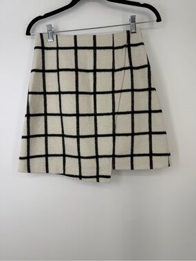 Cecil McBee Windowpane Check Mini Skirt - Cream & Black M